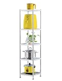 susunnus Stainless Steel Shelves 13.8in-5 Tier, Corner Shelf, Storage Shelves, Narrow Metal,Stainless Steel Shelf, Kitchen Storage Rack for Small Spaces Tall Skinny Shelf