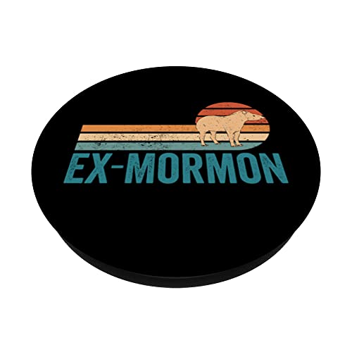 Ex Mormon Tapir Horse LDS Retro Exmo Ex-Mormon PopSockets Swappable PopGrip, Black - Image 2