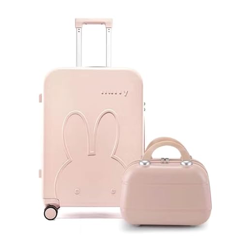 MUdson Trunk High Appearance Travel Luggage Level Pull Bar Box Candy Color Suitcase Travel Box Boarding Box Internet Trend Bag Durable (Color : Pink(A Set), Size : 24")2