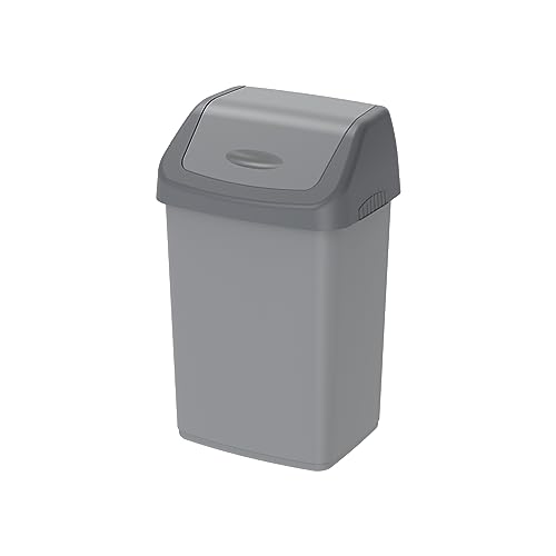 Cosmoplast 20L Flip-Top Waste Bin With Swing Lid Pearl Grey