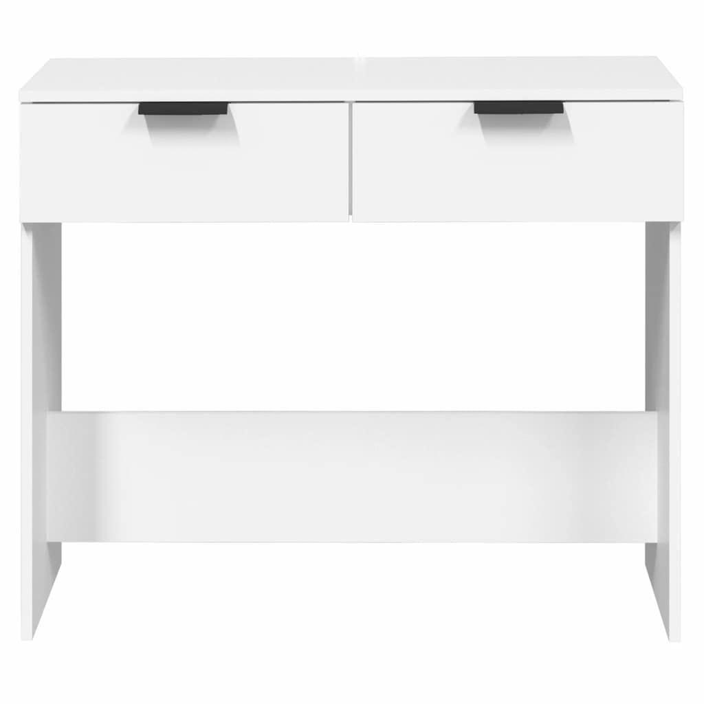 Tavolo consolle bianco, 90 x 36 x 75 cm, tavolo da corridoio con 2 cassetti | Tavolino sottile in legno per corridoio e soggiorno, offre uno spazio stabile con due cassetti.