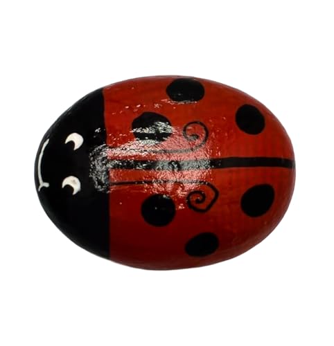 Lady Bug Decorative Hand Painted Rocks, Garden Stones, and Bricks for Indoor and Outdoor use (3'-5') Medium (5'-8') Large (Medium)