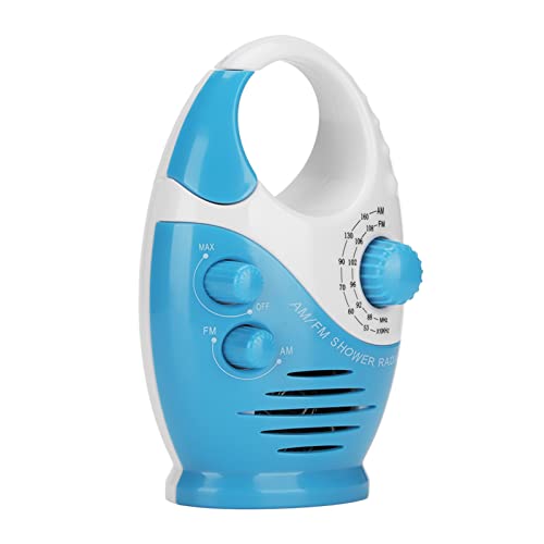 Portable AM FM Radio, Shower Radio with Speaker, Hook Type Broadcast Music Radio for Bedside Tables and Garages(Blue)