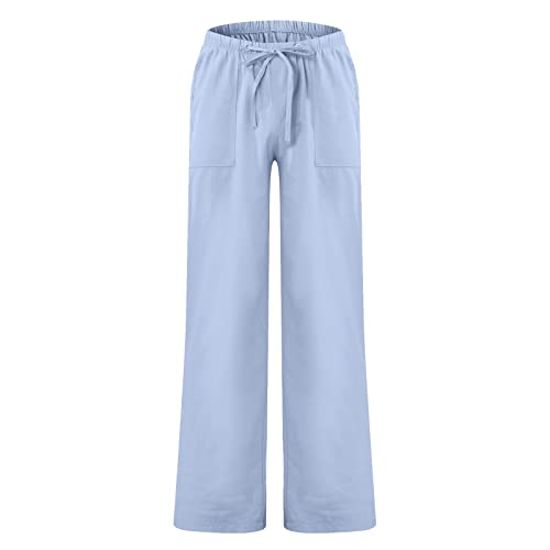 Mens Casual Linen Pants Elastic Waist Drawstring Summer Beach Pants Comfy Lightweight Cotton Linen Pants3