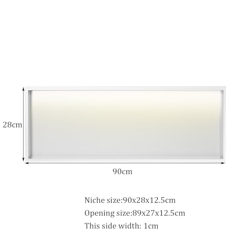 Generisch LED-beleuchtete Duschablage aus Edelstahl – wasserdichte, eingelassene Ablage für mehr Ordnung im Badezimmer, modernes Design (Weiß, 32 x 32 x 12,5 cm)