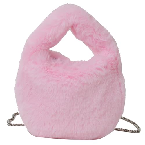 Sac fourre-tout en peluche pour femme avec bandoulière chaîne chic