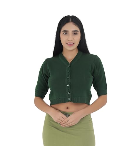 Image of Women Winter Wear V-Neck Half Sleeves Regular Fit Woollen Blouse