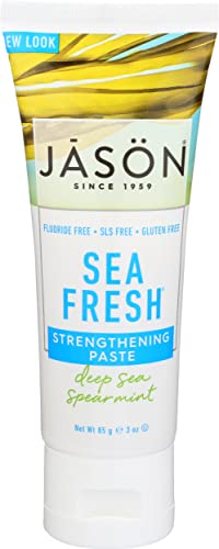 Jason Sea Fresh Strengthening Fluoride-Free Toothpaste, Deep Sea Spearmint, Travel Size, 3 Oz