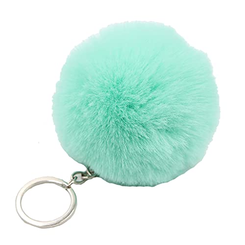 JSGHGDF 1 Porte-clés Pompons Poms en Fausse Fourrure pour Filles, Femmes, Pendentif pour Sac, Bijou Accessoire, vert clair, Nouveauté