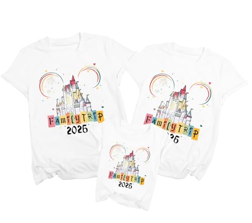 MYHALF Magical Family Shirts Matching 2026 Vacation Family Matching Outfits Mom and Mini Cute Summer Trip Clothes White