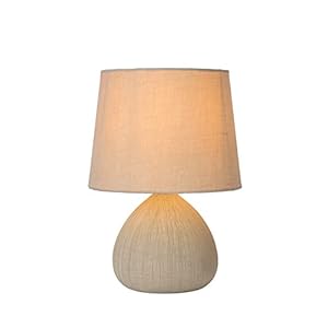 Lucide RAMZI – Lampe de table – Ø 18 cm – 1xE14 – Beige, 18 x 18 x 26 cm