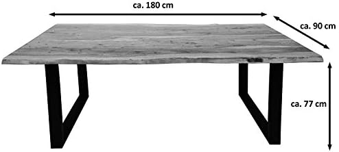 3. Bild von SAM Baumkantentisch Quentin Esszimmertisch, Akazienholz, Akazie Natur/schwarz, 180 x 90 cm 180 x 90 cm