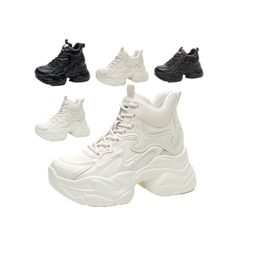Women's Orthopedic Sneakers Stylish Walking Shoes,Fashion Lace Up Height Increasing Casual Chunky Shoes Comfortable Non Slip Platform Dad Shoes