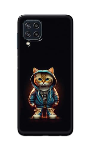 Image of PRINTFIDAA Printed Hard Back Cover Case for Samsung Galaxy M32 4G | Samsung Galaxy M32 Prime Edition Back Cover (Hipster Cat) -112