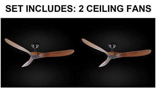 Set of 2 - Indoor/Outdoor Ceiling Fan - Vintage Rustic Propeller Wood Indoor/Outdoor Ceiling Fan - 60â€ Diameter