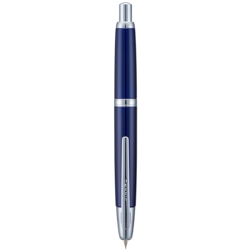 Image of Jinhao 10 Press Fountain Pen with Box, Dark Blue Retractable Extra Fine Nib with Ink Converter Set (Silver Clip)