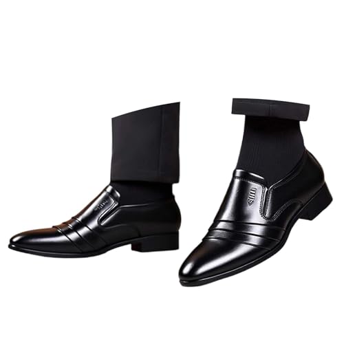 Zapatos Piel Hombre Vestir,Zapatos Formales De Vestir De Negocios Mocasines De Punta Puntiaguda Sin Cordones para Bodas Y Ocasiones Informales