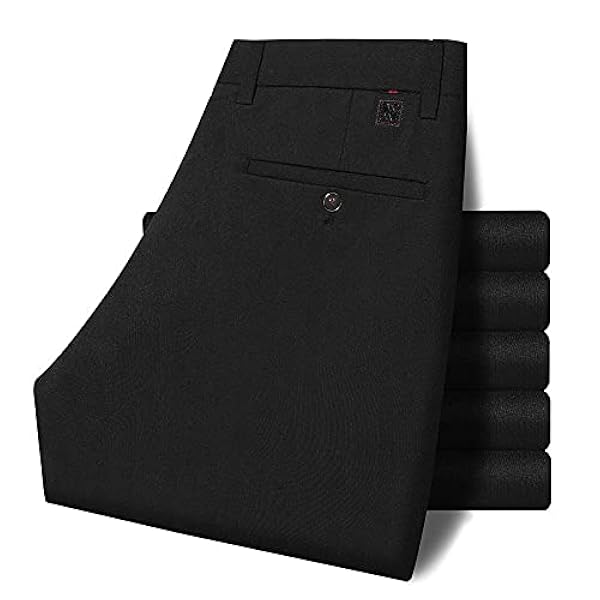 WANMN Slim-fit kostymbyxor för män kontor stretch slim-fit kostymbyxor svarta affärsklädsbyxor