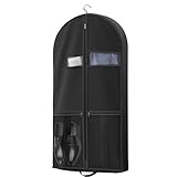 Lazebox 43' Travel Garment Bag with Accessories Zipper Pocket, Heavy Duty Suit Bag for Suits, Tuxedos, Dresses, Coats, Black, 1 pack
