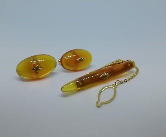 Amazon.co.jp: 本鼈甲（べっ甲） カフスボタンとネクタイピンの