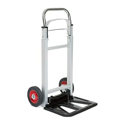 Folding Aluminium Sack Truck Trolley - Heavy Duty Industrial Trolley on Wheels, Foldable Hand Truck for Loading, Moving, Delivery with Anti Puncture Tyres and 100KG Load Capacity - 5 Year Warranty Cover