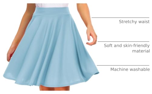 Image of EXCHIC Women's Casual Stretchy Flared Mini Skater Skirt Basic A-Line Pleated Midi Skirt
