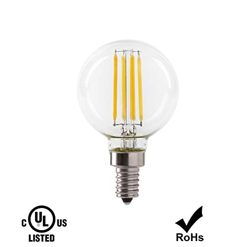 Xtricity 5.5W G16.5 Led Clear Globe Filament Light Bulb, 50W Equivalent, 500 Lumens, 3000K Soft White, Candelabra Base E12 Light Bulb, Dimmable, 120V, Ul Listed, (3 Pack) #TOP3