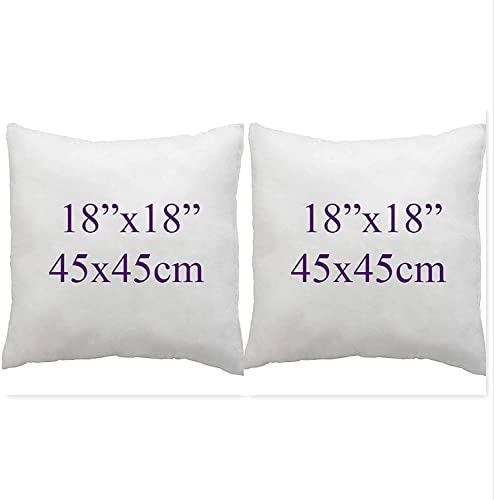 ARLINENS Pack of 2 Duck Feather & Down Cushion Pad Inner Insert -100% Natural Cotton Anti Dust Mite and Down Proof Cushion Pads Cover/Non Allergenic (18x18)