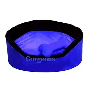 Gorgeous Reversable Black,Blue Color Round Shape Ultra Soft Ethnic Designer Bed for Dog/Cat (Export Quality) Size-Medium