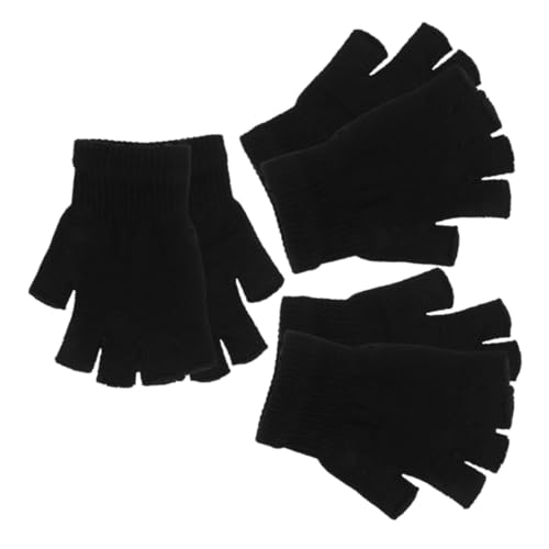 Guantes sin dedos de punto térmicos unisex negros antifrío compatibles con pantallas digitales