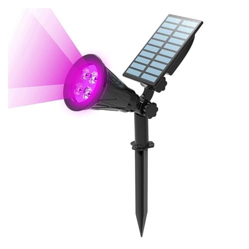 Projecteurs solaires à LED pour sécuriser et éclairer une zone sombre du jardin en violet