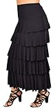 Dare2BStylish Women Boho Waterfall Tiered Layered Maxi Skirt | Reg & Plus Sizes Black