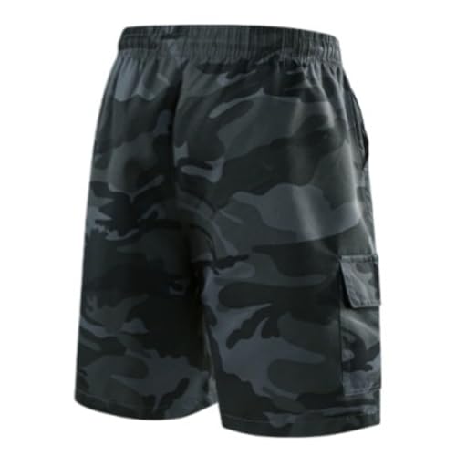 Short cargo homme camouflage d'été léger pour randonnée et travail avec cordon