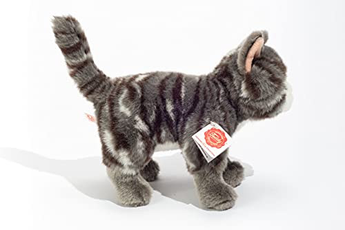 Teddy Hermann 91822 Katze 20 cm, Kuscheltier, grau getigert mit optimalem Recyclinganteil