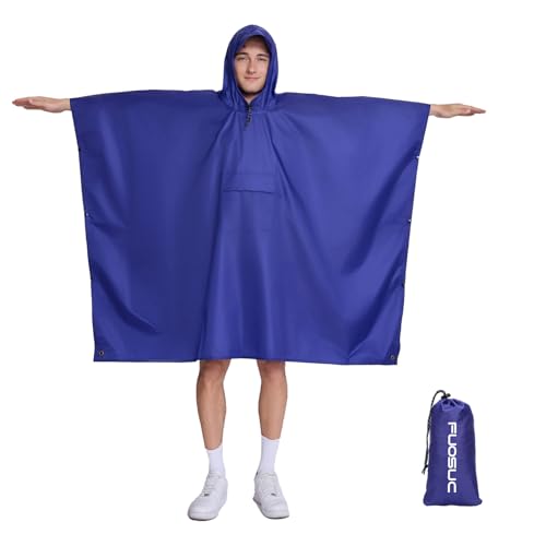 Image of Hooded Waterproof Raincoat, Unisex Outdoor Hiking Camping Mat and Small Tent