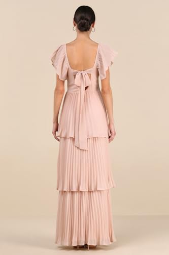 Tiered Pleated Chiffon Bridesmaid Dresses for Women Long A Line Formal Wedding Guest Dress with Sleeves2