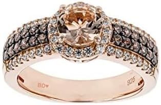 Miniatura 2 de BRANDY DIAMONDORABLES Anillo de morganita de oro rosa de 18 k y plata marrón chocolate 2.00 Ctw.