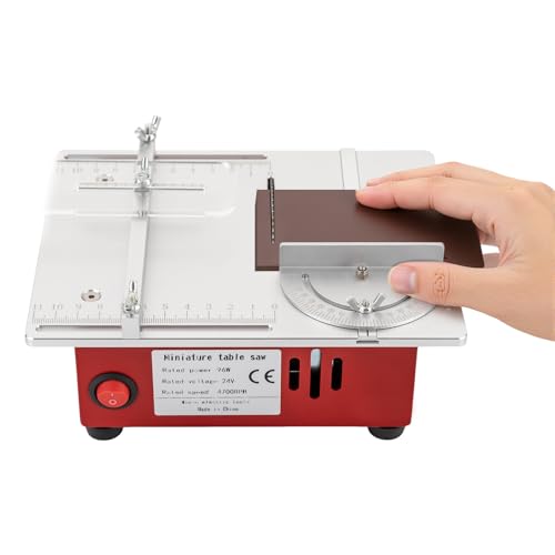 Mini Tischsäge Tischkreissäge 96W Präzisions Tischkreissäge 9500RPM Einstellbarer Tischsäge Kleine Multifunktionale Schneidemaschine Elektrische Desktop Säge mit Staubrohr für Holzbearbeitung