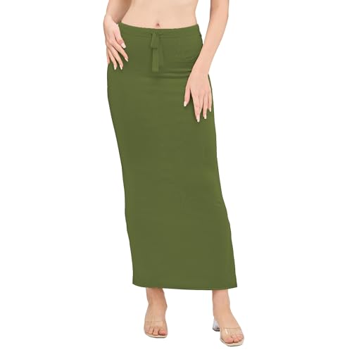 Image of DESI GIRL Satin Shimmer Stretchable Saree Shapewear Petticoat with Drawstring for Women | Mermaid fit Saree Petticoat with Side Slit for Easy Movement | Saree Shaper | Long inskirt