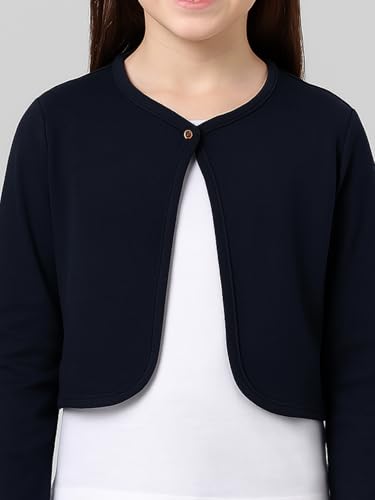 Image of KRYPTIC Kids Girls Crop Length Cotton Shrug - Soft Lightweight Open Front Layer for Stylish Everyday Wear Casual Outfits