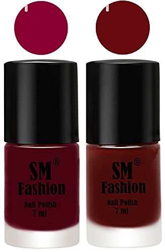 Image of Long Lasting Nail Polish | Nail Paint Combo 7 ml Each) - Set of 2 Boysenberry-Wine Red