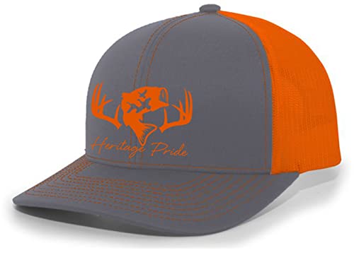 Image of Heritage Pride Deer Hunting Fishing Duck Hunt Mens Embroidered Mesh Back Trucker Hat