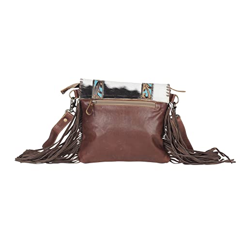 Myra Bag Dreamcatcher Western Style Purse - Hand Tooled Shoulder Bag, Fringe Purses for Women with Real Cowhide, Leather Western Handbags for Women, Cow Print Boho Handbags, Hippie and Cowgirl Gifts by Myra Bag - Used condition - Image 4