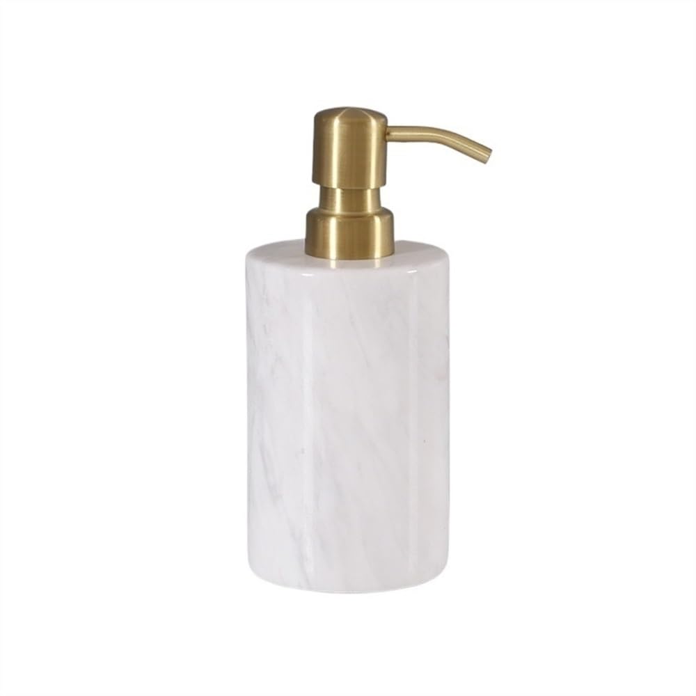 Soap Bottle Marble Soap Bottle Bathroom Press Empty Lotion Dispenser Ornament Kitchen Decor(White)