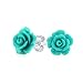 Bling Jewelry Aqua Blue Resin Rose Stud earrings Brass, 925 Sterling Silver Plating, 10mm