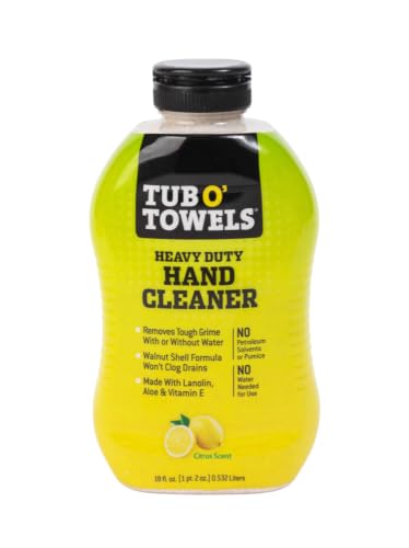 Tub O' Scrub TS18 Heavy Duty Pumice-Free Hand Cleaner, Removes Tough Grime & Dirt Without Water, Biodegradable, 18oz Bottle