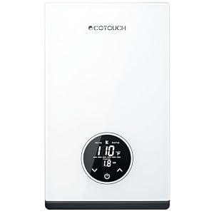 ECOTOUCH 8kW 240V Tankless Hot Water Heater Electric, Instant Under Sink Point of Use Water Heater on Demand, Self Modulating Technology, ETL Certificated ECO80S White