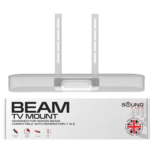 Sound Bass Beam TV Mount Compatible with Generation 1 & 2 Sonos Beam Soundbar Mounting Bracket for TV White Full Hardware Kit Included