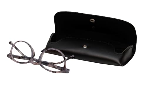 Image of Calabria Double Snap Belt Loop Eyeglass Case PU Leather Vintage Style Old School Eye Glasses Pouch Semi-Hard Sunglass Holder