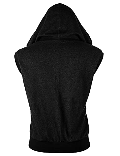 Image of Ohoo Mens Slim Fit Sleeveless Lightweight Zip Up Hooded Sweatshirt Vest Hoodie
